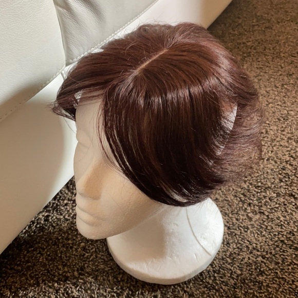 NWT auburn 100% human hair topper center parting dark brown red - Picture 4 of 16
